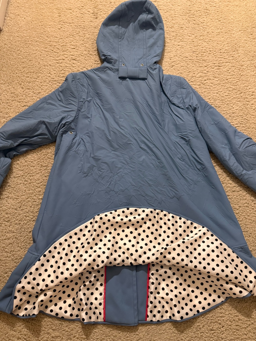 Kate Spade New York Blue Hooded Rain Jacket Polka Dot Lining XS - Picture 9 of 9